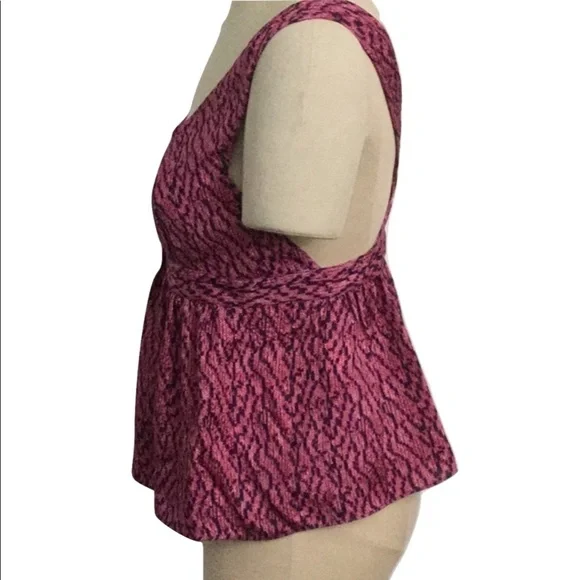 NWT See by Chloe Silk Babydoll Top 6 Pink & Black